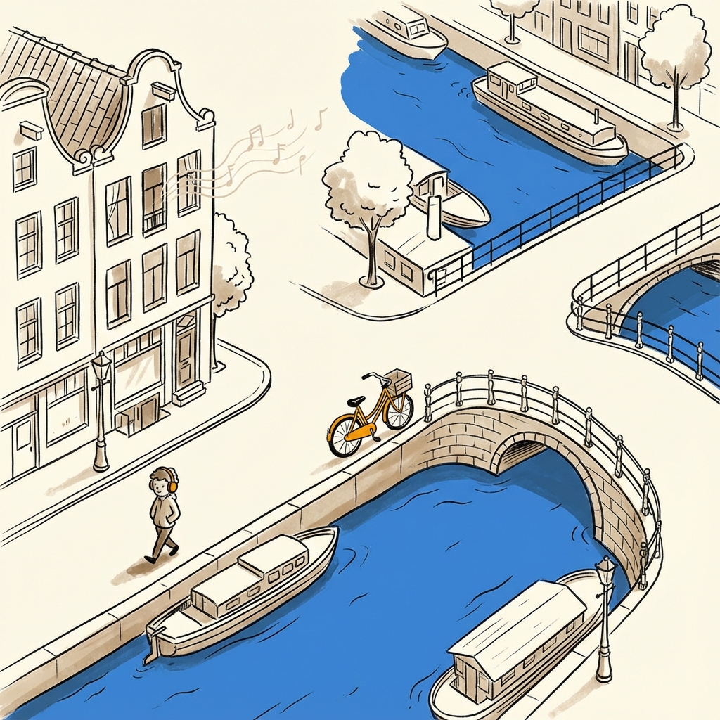 Illustration of an Amsterdam canal