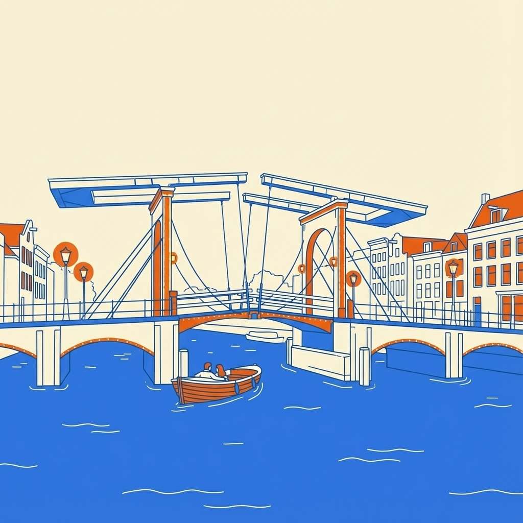 Romantic evening boat ride near Magere Brug